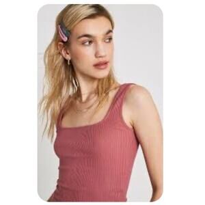 Urban Outfitters Square Neck Ribbed Tank Size Medium Pink